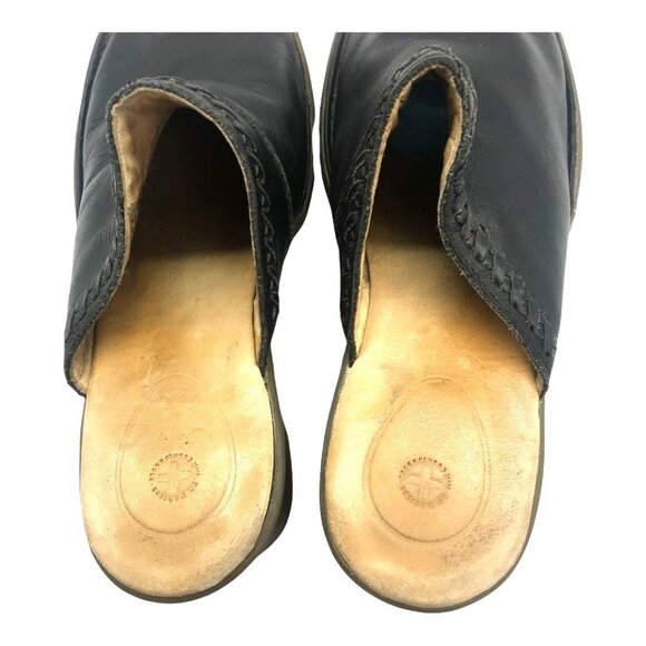 VTG Dr Doc Martens DANA Black Leather Heeled Clogs US 8 Slide Mule 11886 00s Y2K - Picture 10 of 12